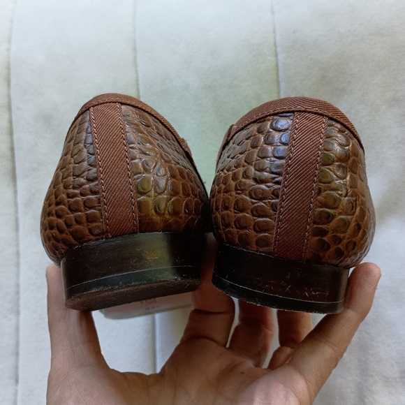 Ralph Lauren Brown Crocodile printed Leather Loafers_7.5 - Picture 6 of 8